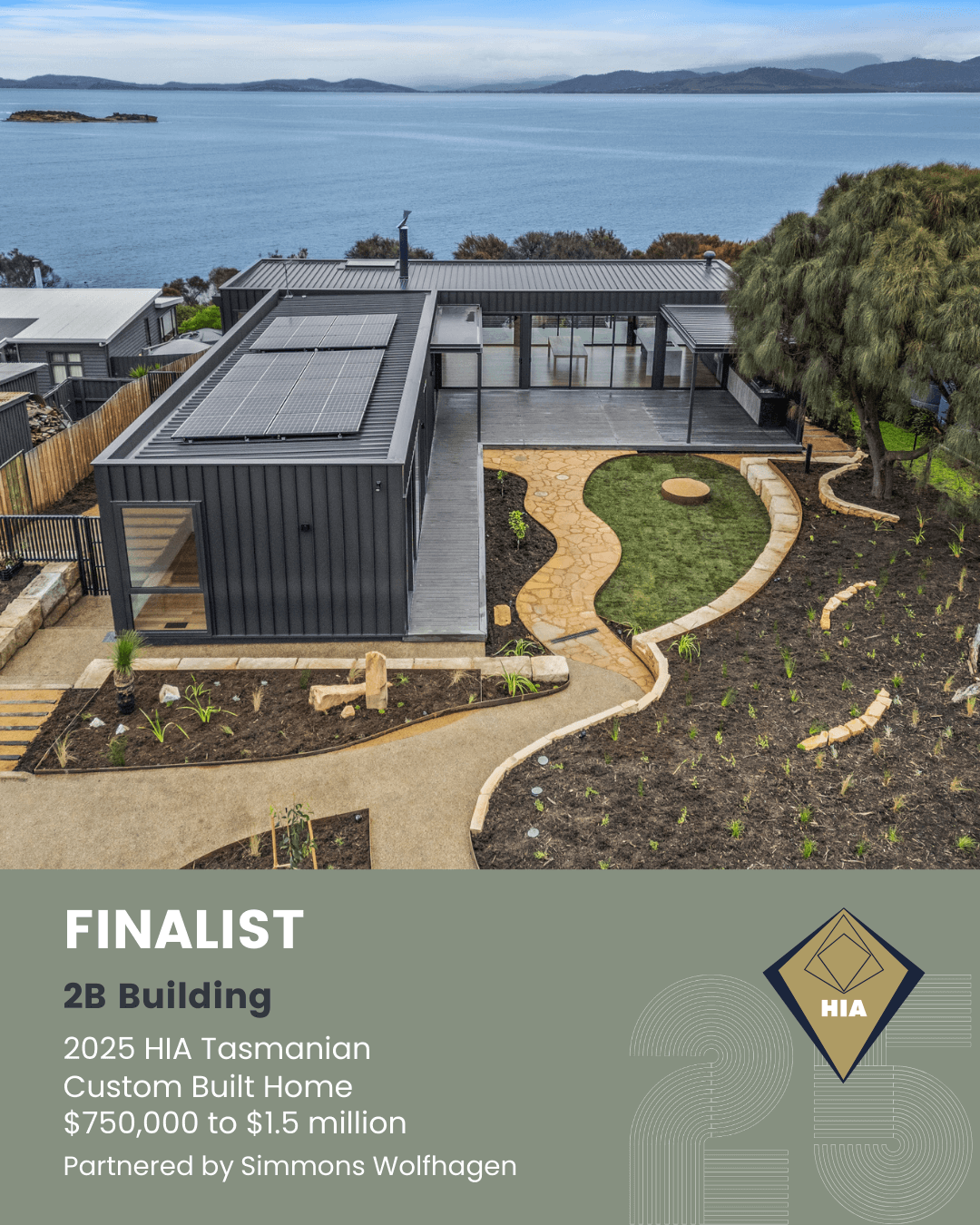 2B Building Tasmania Custom Built Home Finalist 2025 HIA Award
